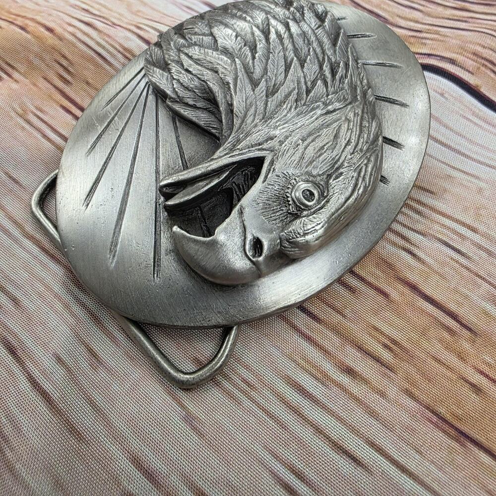Vintage 1987 Siskiyou Buckle Co Bald Eagle Belt Buckle USA American Bird Steel - Picture 4 of 11